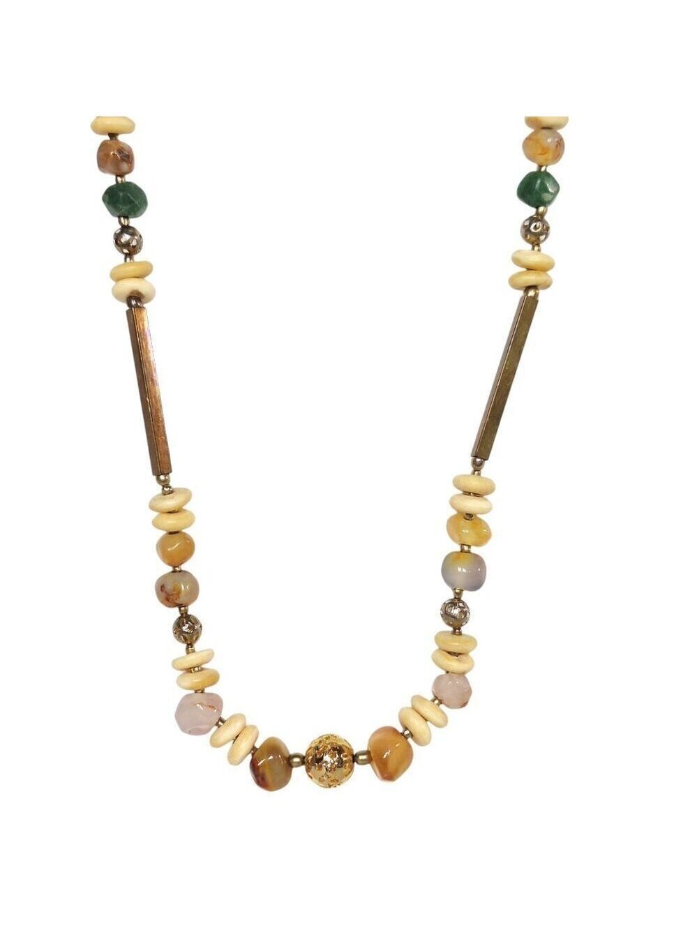 Vintage Multicolor Natural Stone Beaded Necklace